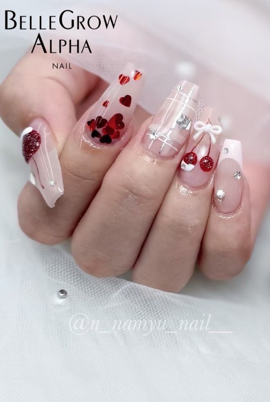 バレンタインネイル